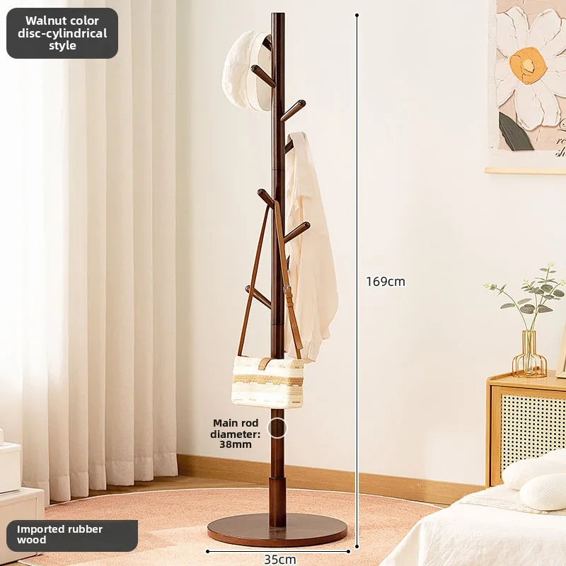 Solid Wood Coat Rack, Floor Hanging Clothes Rack Simple Modern Bag Rack Bedroom Household Single Pole Vertical Drying Rack