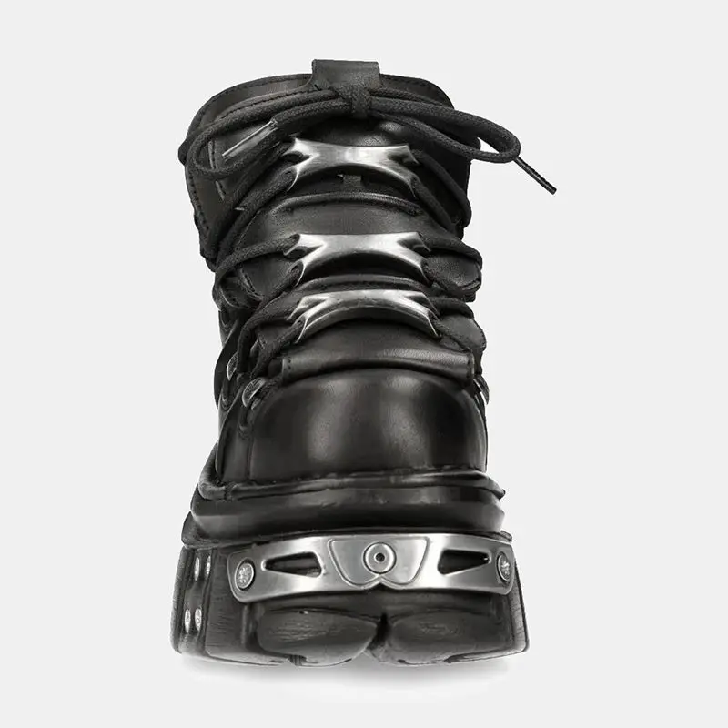2024 Spring and Summer New Thick Bottom Punk Metal Dark Small Leather Big Toe Men\'s and Women\'s Same Casual Shoes Fashion