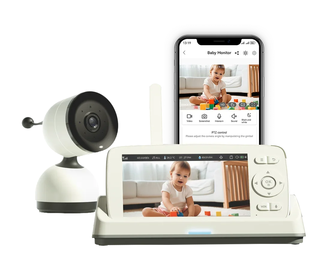 Baby Monitors With Remote Pan Tilt Zoom Camera. 5 Inch Large Screen Baby Monitors With Camera And Audio  Clear Night Vision