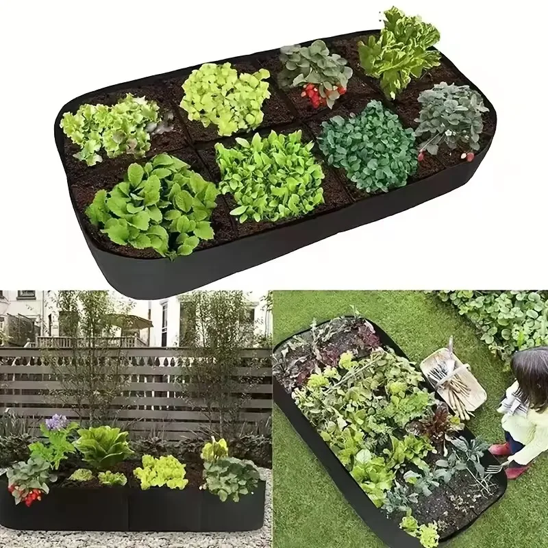 Garden Planting Bag Multi-gird Felt Growing Bag Rectangle Planting Nursery Pot Vegetable Tomato Potato Planting Container Plant