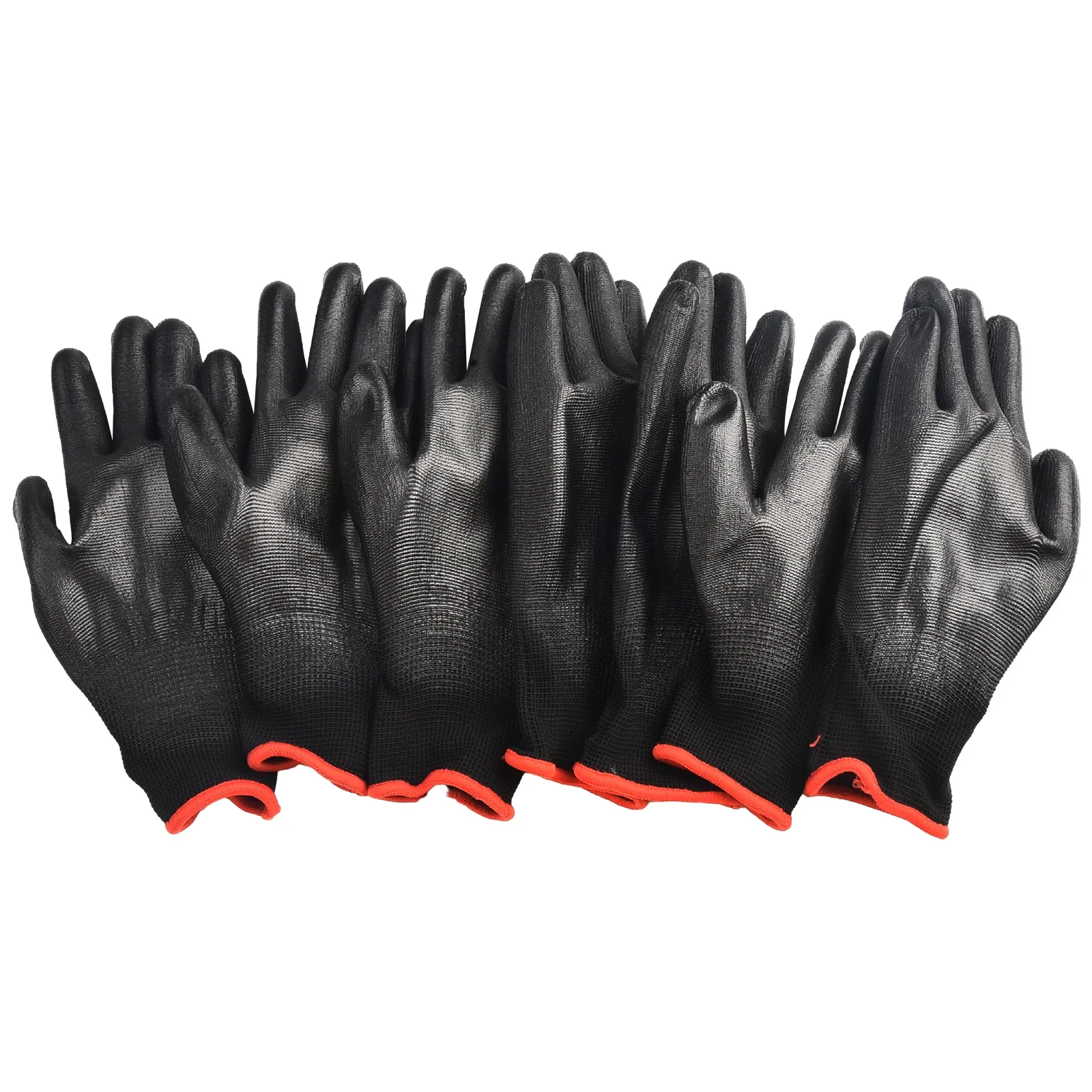 

Hand Protect Work Gloves Knit Cuffs PU Coated S/M/L 12 Pairs Antiskid Dust-proof Carpenters Gardening Supplies