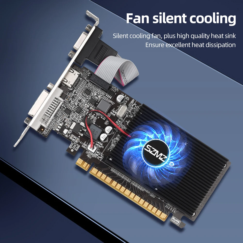 بطاقة فيديو GT210 1G مع DVI VGA HDMI-Compatibe Port Gaming Graphics Card 64Bit DDR3 بطاقة رسومات منخفضة المستوى لألعاب الكمبيوتر