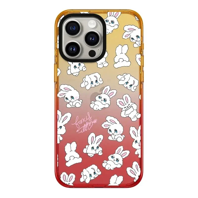 

2.5 Acrylic Peach Gradient Border Cartoon Phone Case Cover for IPhone 12 13 14 15 Pro Max Case