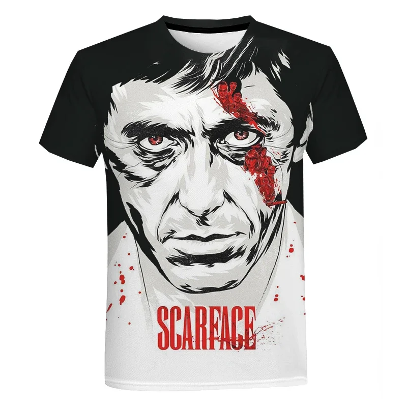 Summer fashion casual movie Scarface 3D Printed T-shirt Street Cool Tony Montana T-shirt Oversized unisex T-shirt top