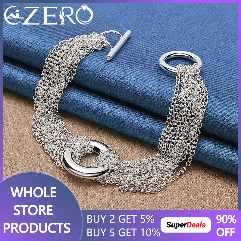 

ALIZERO 925 Sterling Silver Circle O Tassels Chain Bracelet For Woman Wedding Engagement Party Fashion Charm Jewelry Gifts