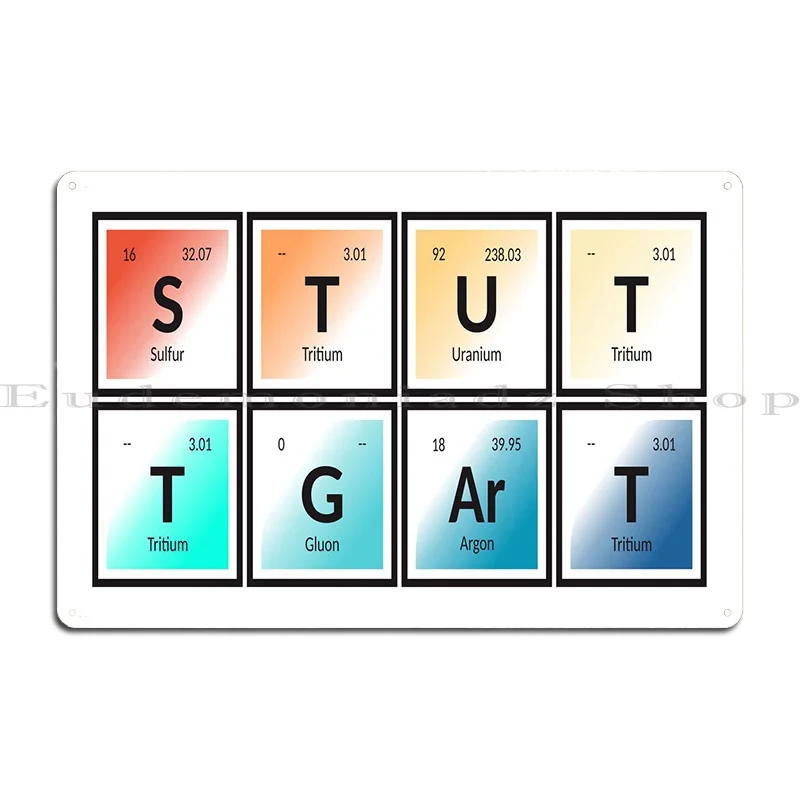 Stuttgart Periodic Table Metal Plaque Funny Classic Design Custom Garage Tin Sign Poster