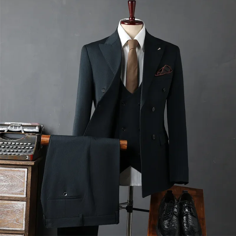 High Quality Men's Suit Slim Fit Formal Business Office Set Wedding Party Fashion Men's Suits 3 Pieces（jacket+Vest+Pants）