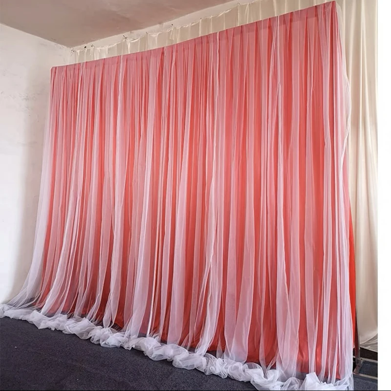 

Double Layer Sheer Tulle Wedding Props Background White Tulle Wedding Base Curtain Photography Reception Area Drapery Cloth