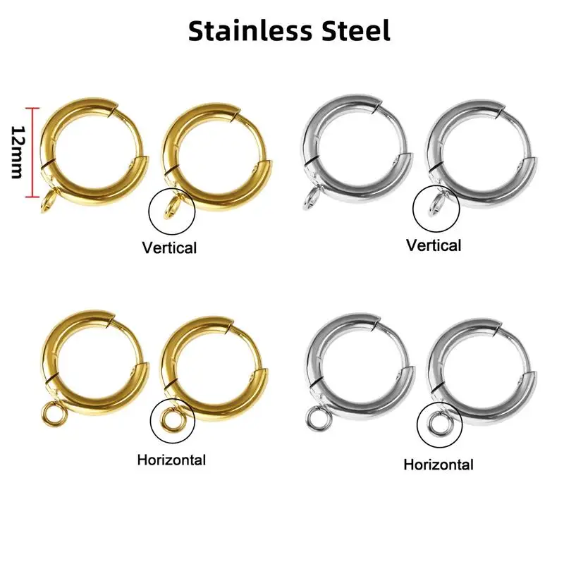 10pcs/lot Stainless Steel DIY Earrings Round Hoop Earring Clasps Fittings Base DIY Jewelry Earrings Making Supplies Finding