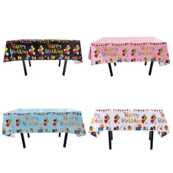 Happy Birthday Disposable Tablecloth Colored Balloon Rectangle Desk Cloth Wipe Table Cover for Birthday Party Baby Shower Decor