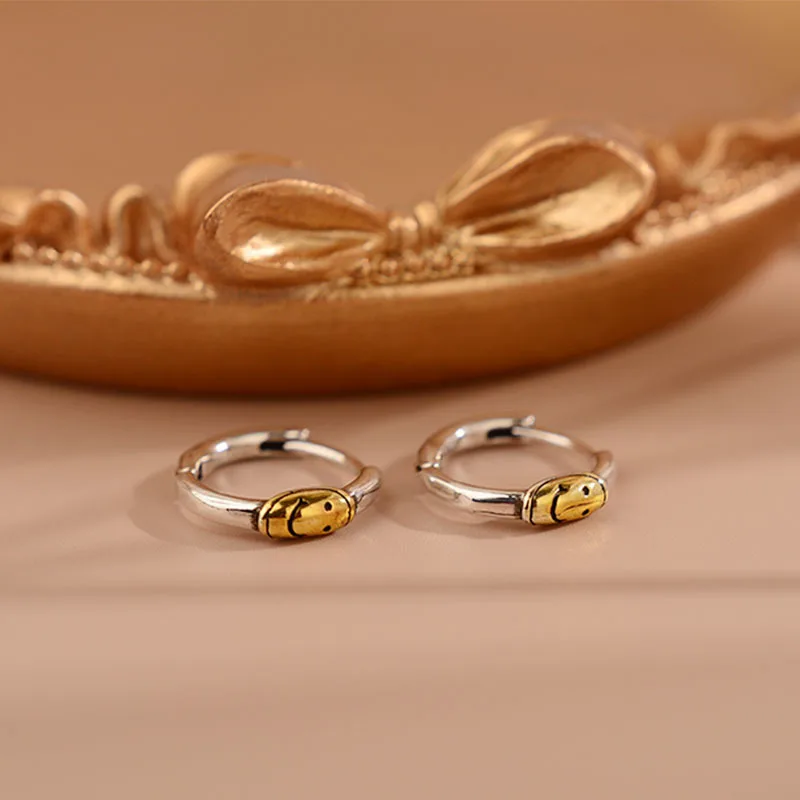 Wholesale  Summer New Cute Smile Face Hoop Earrings for Women 2025 Luxury Fashion Trendy Jewelry Gift Party pendientes mujer