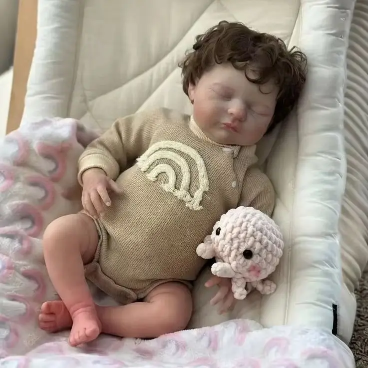 20 Inch Reborn Art Doll, Hand Painted, Rooted Hair, With Full Accessories, Suitable For Collection