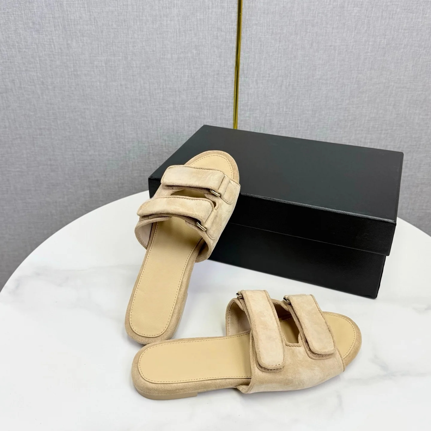Brand Discount Women's Flat Shoes Adjustable Velcro Flat Sandals Open-Toe Casual Summer Slippers Beach Sandals Non-Slip Gifts