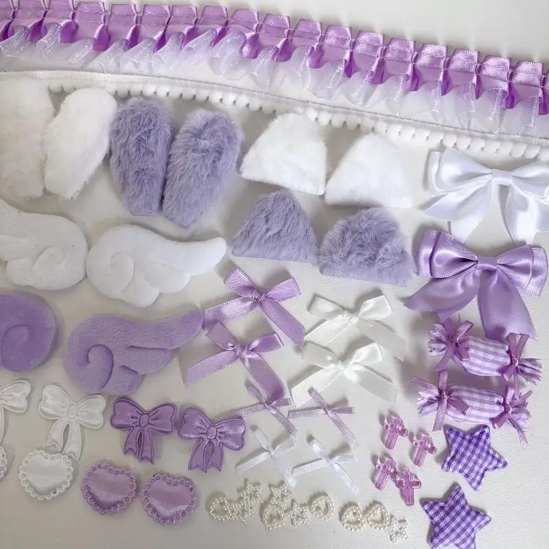 DIY Bastelzubehör-Set: Spitzenband, Schleife, Engelsflügel, Stern-Ornament, gemischtes Materialset für handgemachte Haarspangen, Schlüsselanhänger und Dekorationen. – Detail 10