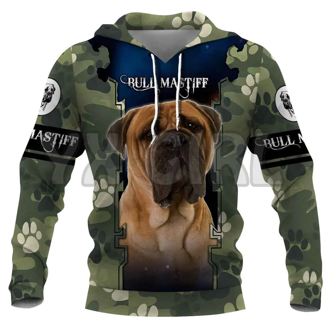 Camouflage Bull Mastiff  3D Printed Hoodies  Unisex Pullovers Funny Dog Hoodie Casual Street Tracksuit