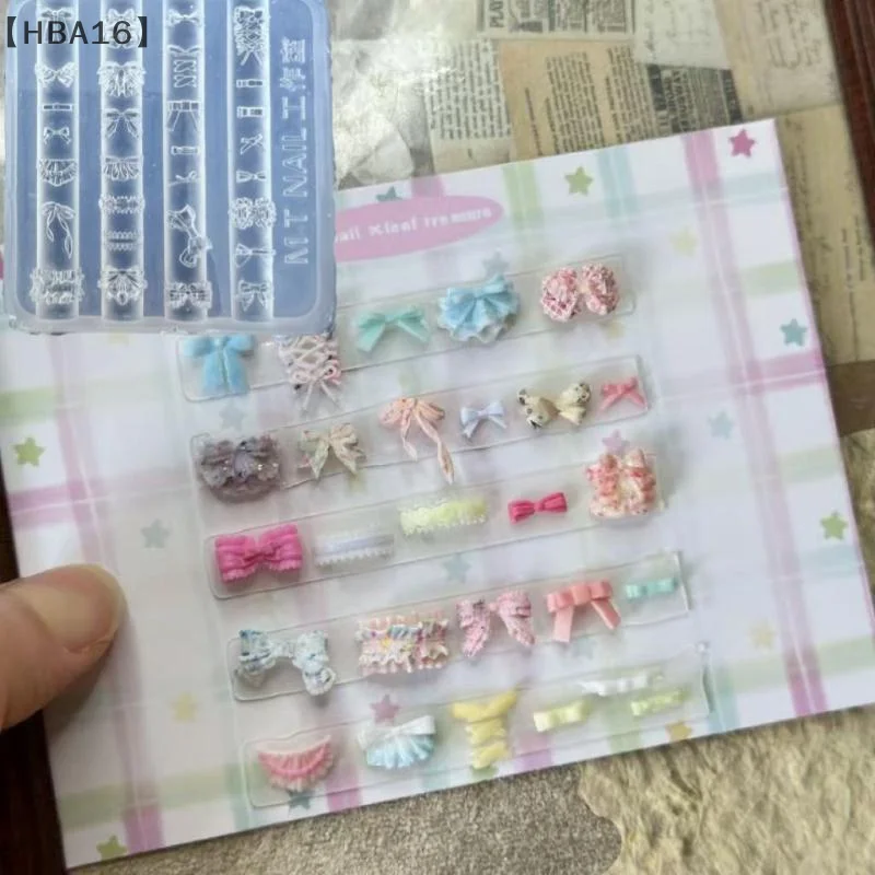 Molde de silicone 3d para unhas, pato de desenho animado, faça você mesmo, design de arco, modelo de unhas transparente, ferramenta de design de manicure, decorações de arte de unhas