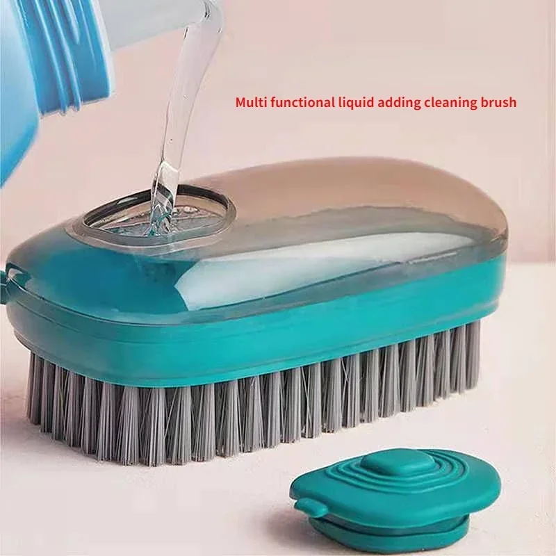 

Cleaning Brush with Dispenser Plastic Clothes Shoes Laundry Brush Soap Dispenser Dishwashing Soft Brushes Shoe Washing Brush