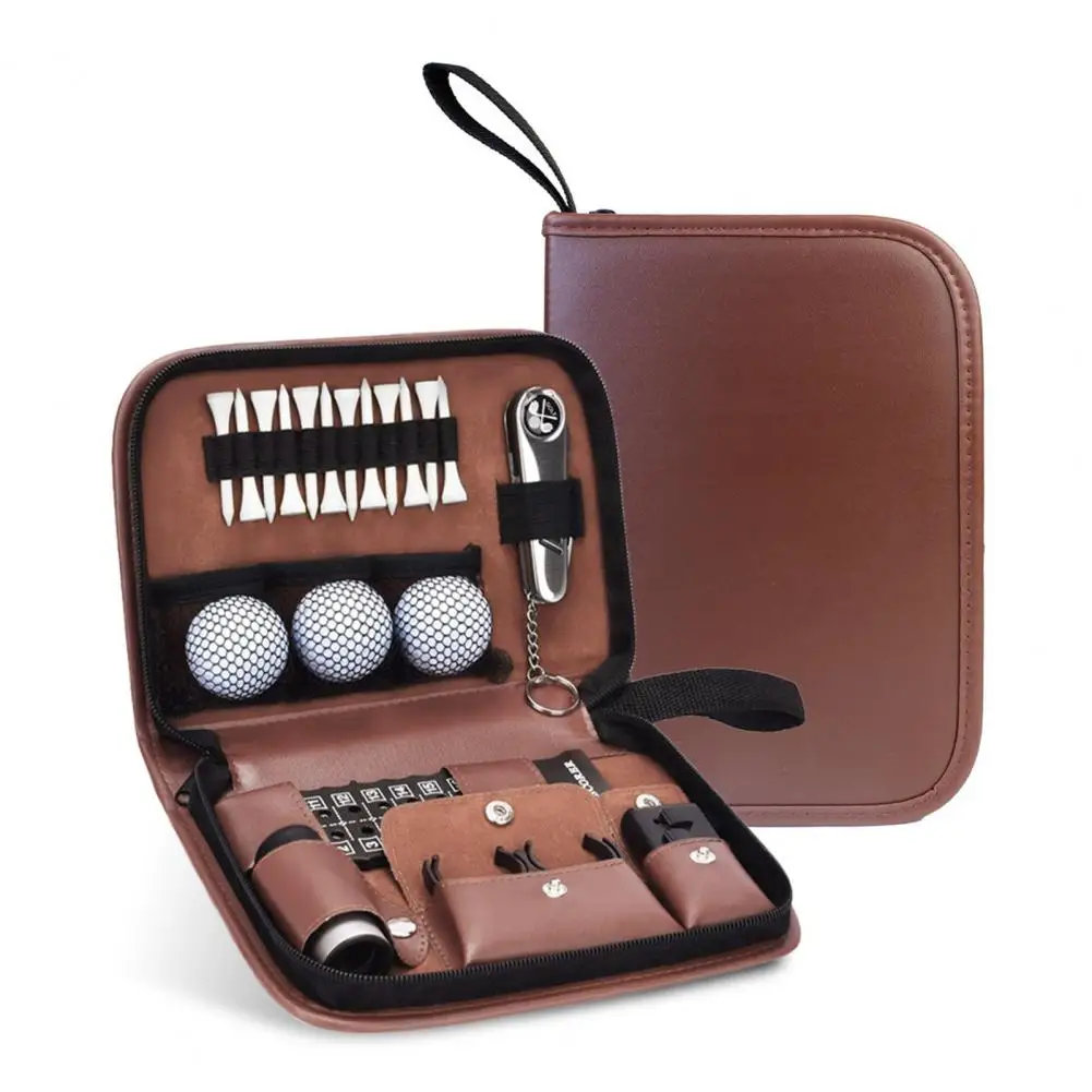 Golf Ball Bag Multi-functional Golf Accessories Organizer Bag Faux Leather Golf Tools Case Capacity Ball Tee Rangefinder Holder