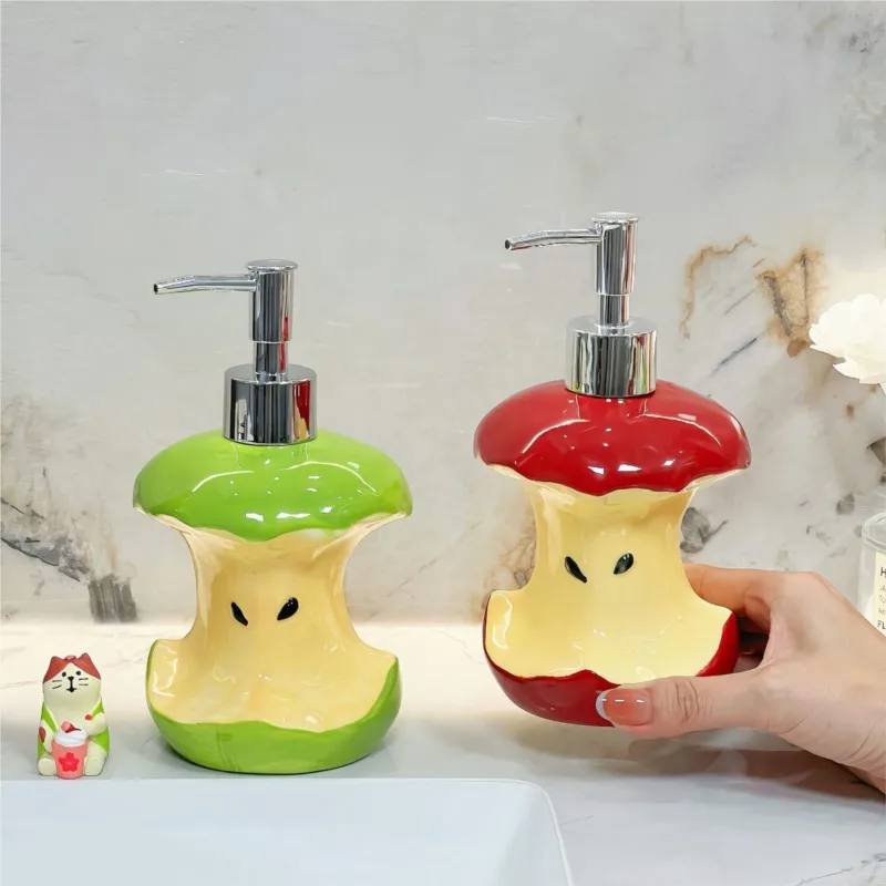 

Creative Apple Shaped Lotion Bottle Home Toilet Press Type Hand Wash Shampoo Split Bottle Ceramic Soap Dispenser Bottle ZG784