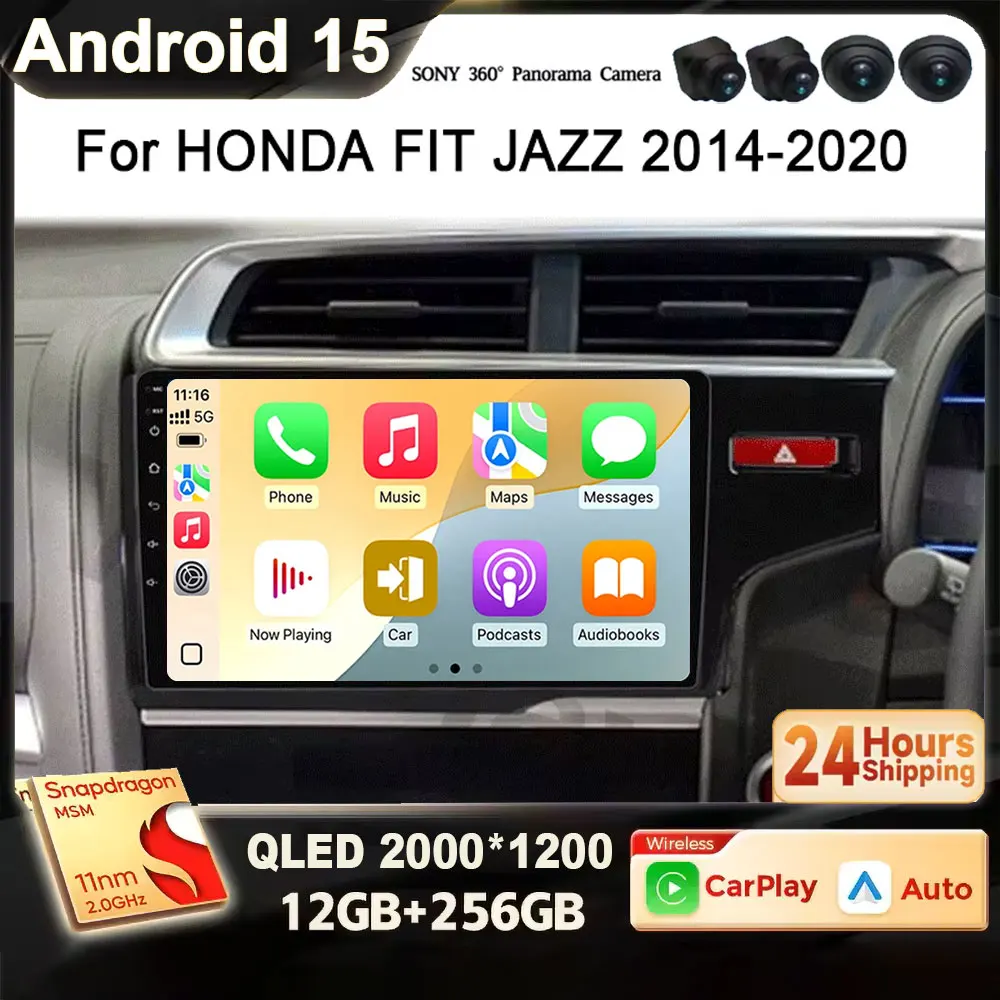 

Для Honda Fit RHD 2014-2020 Android 15 2K QLED Carplay автоаксессуар мультимедийный видеоплеер головное устройство GPS-навигация авто