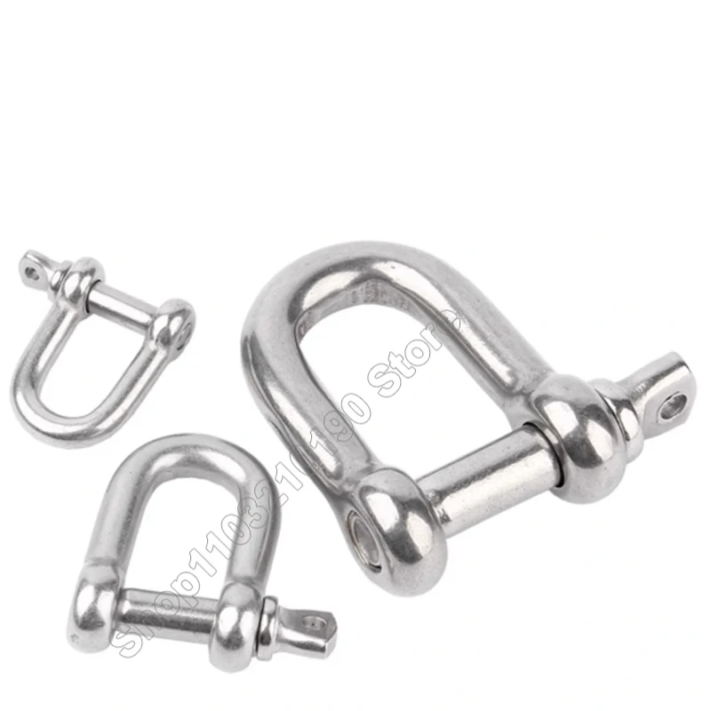 1Pc M4 M5 M6 M8 M10 M12 M14 M16 Straight D Shackle Short 304Stainless Steel Breaking D Rigging Shackle Hooks Lifting Ring Buckle