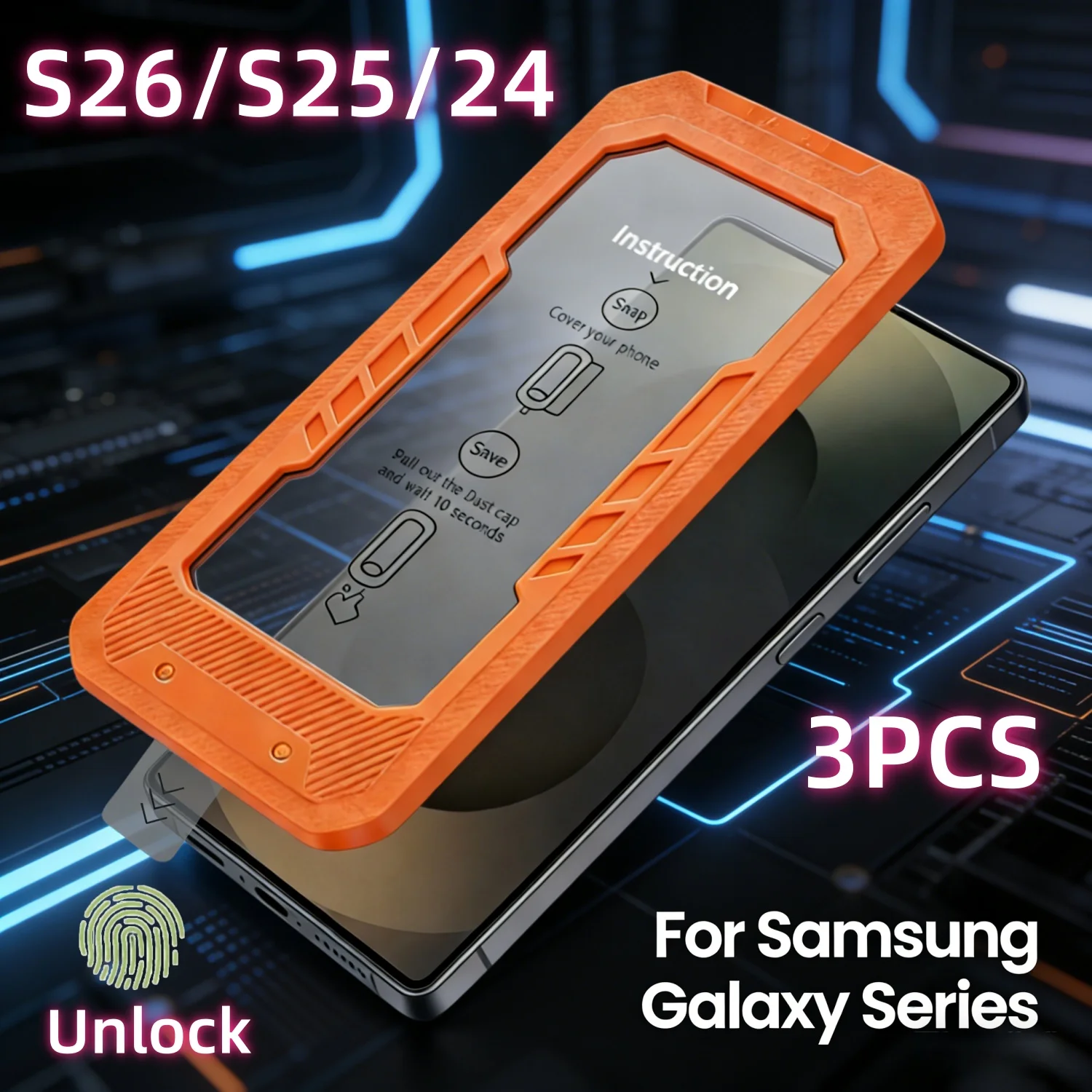 

3Pcs For Samsung Galaxy S26 Ultra S25 edge Plus S24 Screen Protector Tempered Glass Protector 9H Mobile Accessories Fingerprint