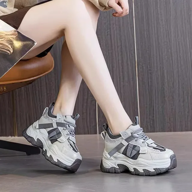 

Trendy Dad Shoes Women's Breathable Leather High Top Gladiators Thick Bottom Casual Fashion Low Cut Sports Shoes