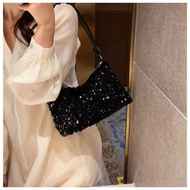 Homefish Koreanische Pailletten-Mini-Umhängetasche für Damen, glitzernde Einzelschulter-Handtasche, vielseitig einsetzbar für den Alltag, Party, Dating, kleine Geldbörse, Geschenk – Detail 8