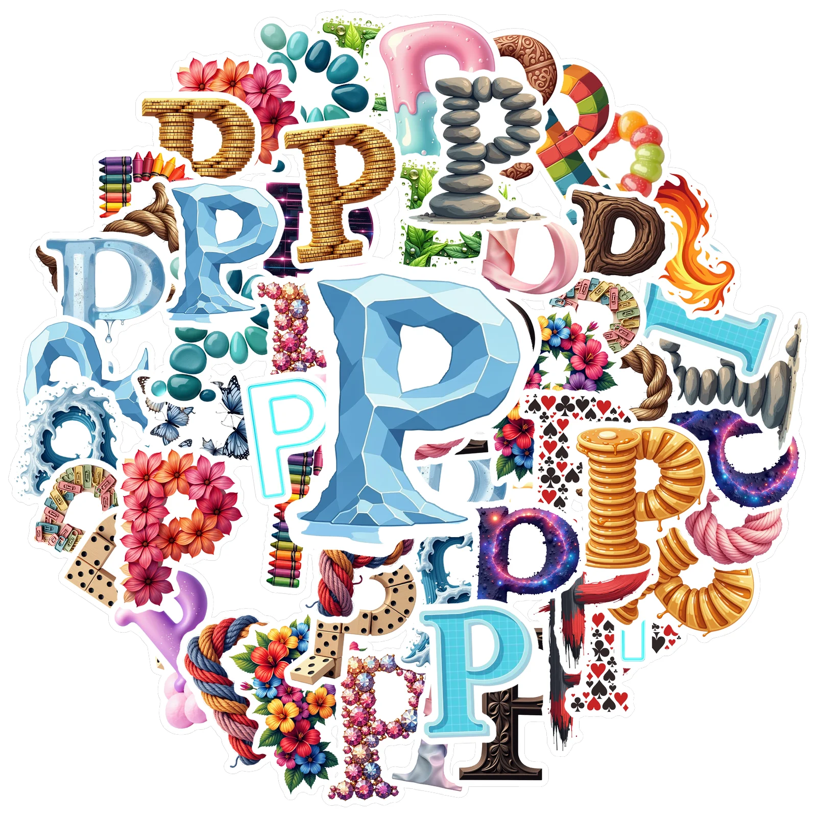 35pcs-70pcs Unique Stickers Artistic Stickers Alphabet Stickers For Laptop Luggage Scrapbook Diary Sticker DIY