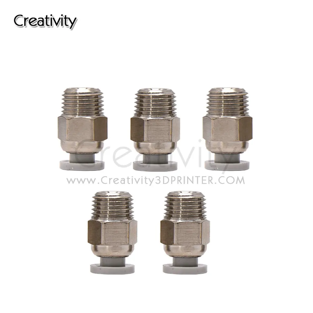 Creativity PC4-M10 Male Straight Pneumatic Tube Push Fitting Connector for CR-10 Series / Ender-3 Bowden Extruder 3D Printer