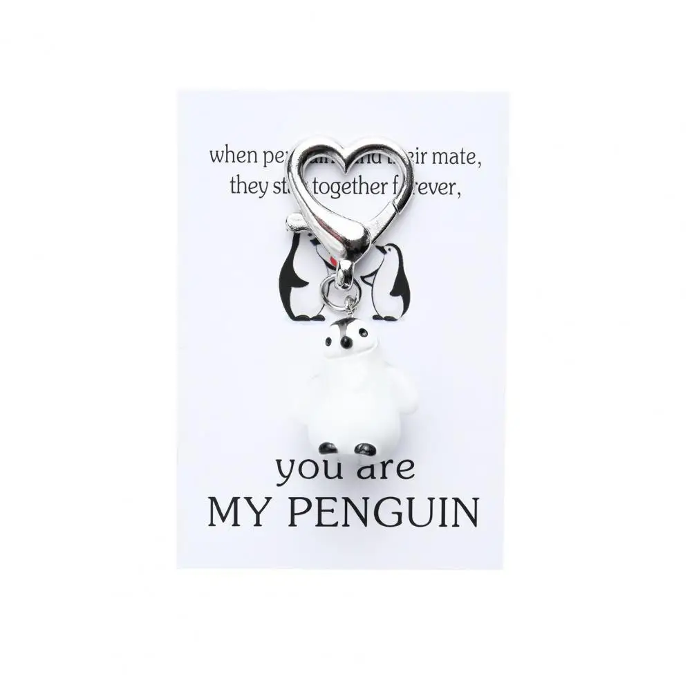 Penguin Keychain Penguin Charm Keychain Pendant with Heart Buckle Heart Decoration Keyring Backpack Accessory Decorative