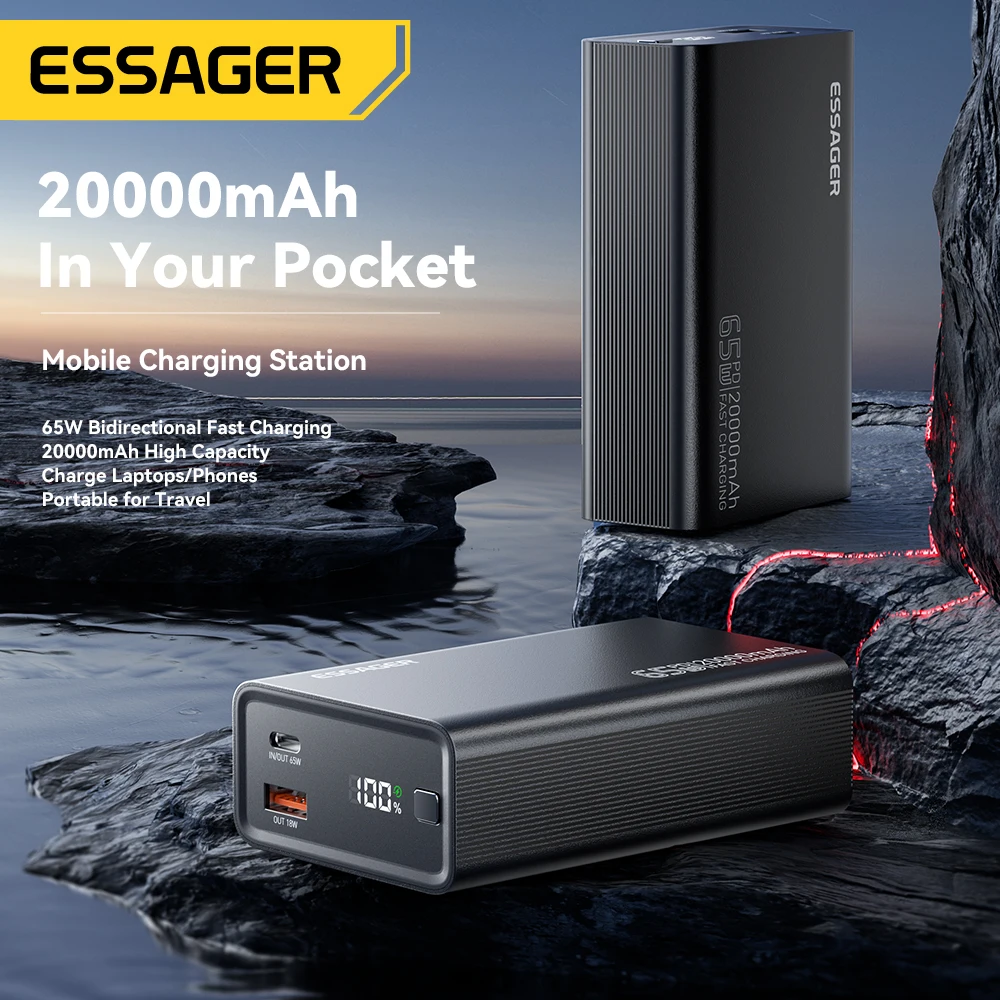 Essager 65W Power Bank Portable 20000mAh PD Fast Charging PowerBank For Laptop Notebook Xiaomi 13 Fast Charge External Battery