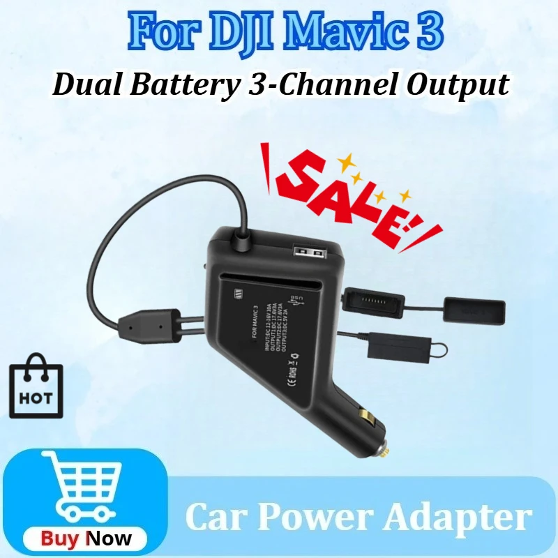 

For DJI Mavic3 Intelligent Battery Charging Hub 3 in 1 Car Charger for DJI Mavic 3 Cine Drone Car Connector USB Adapter