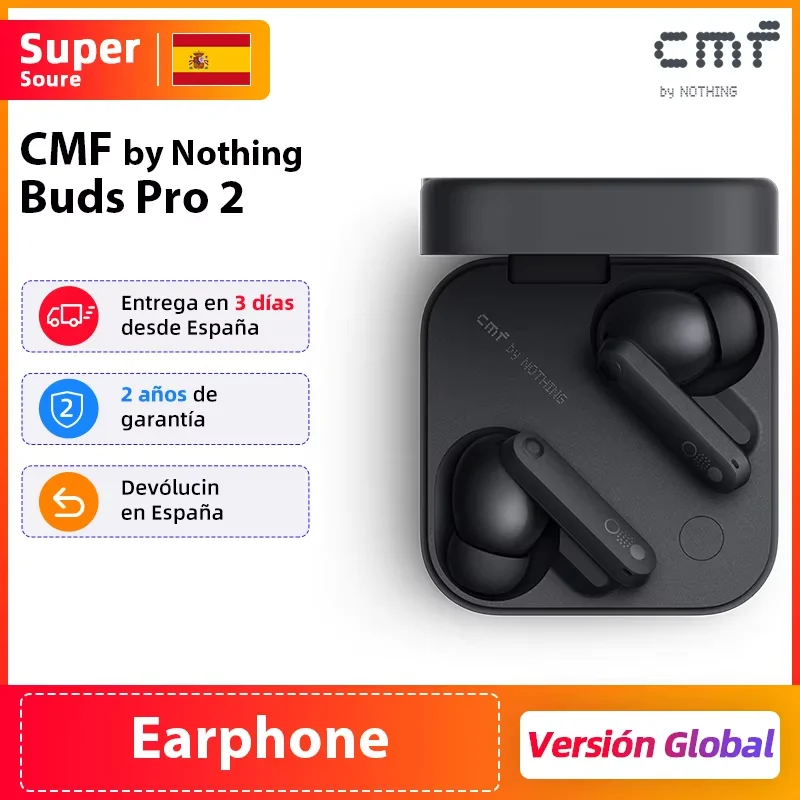Global Verison CMF by Nothing Buds Pro 2 50 dB Hybrid Active Noise Cancellation Wireless Earbuds 6 HD MICS IP55 Bluetooth 5.3 CMF Buds Pro 2 Earphones