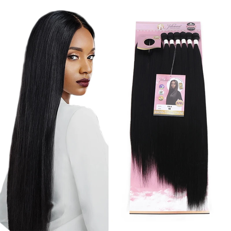 Snowdrop Heat Resistant Synthetic Hair Bundles Kinky Straight Weaving Packet Hair Bundles with Closure