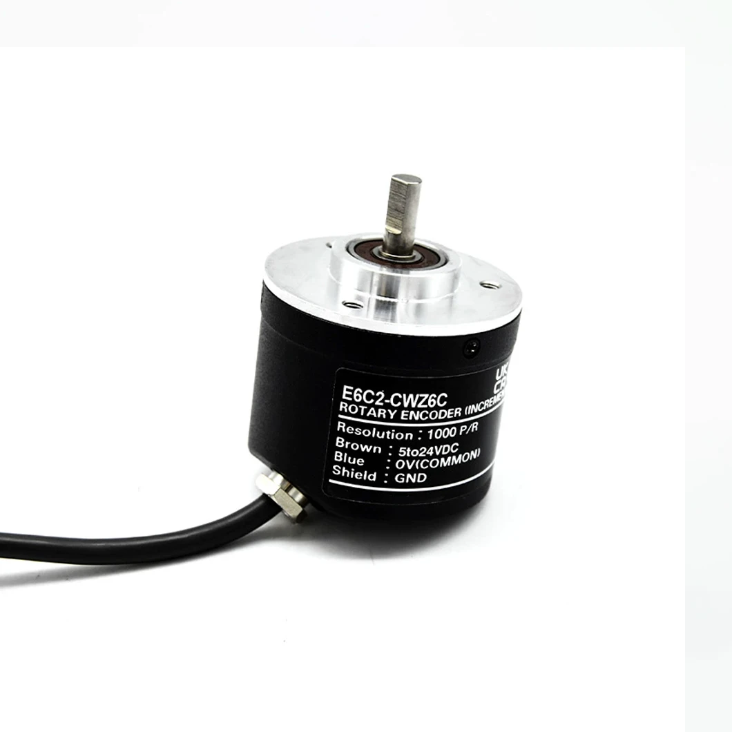 ABILKEEN E6C2 Series 6MM Solid Shaft 50MM Rotary Encoder 1~5000PPR E6C2-CWZ6C/E6C2-CWZ3E/E6C2-CWZ1X Incremental Rotary Encoder