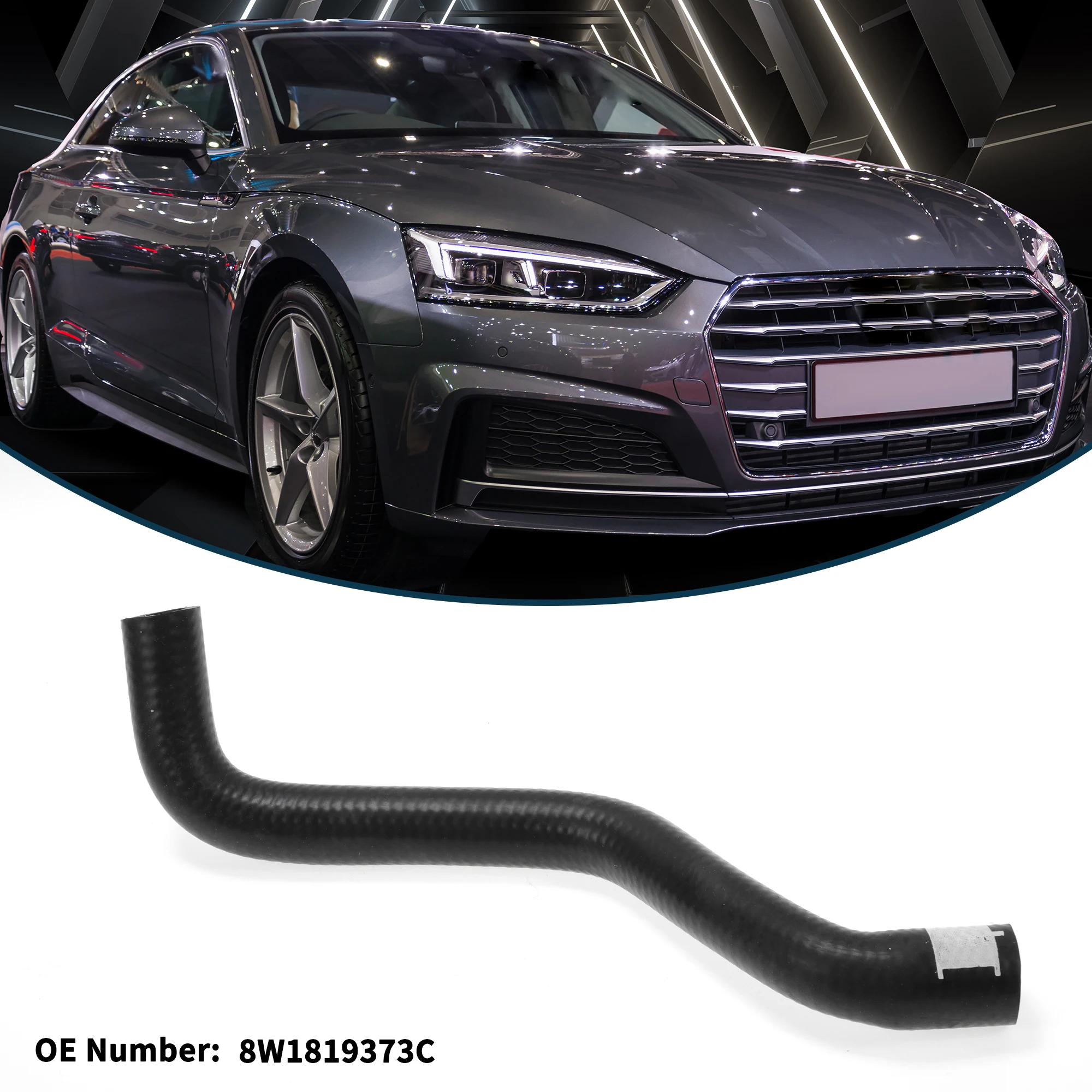 UXCELL ラジエーターホース ヒーターホース ラジエーター出口ホースパイプ アウディ A5 2018用 No.8W1819373C ゴム製冷却液ホース ブラック 1個
