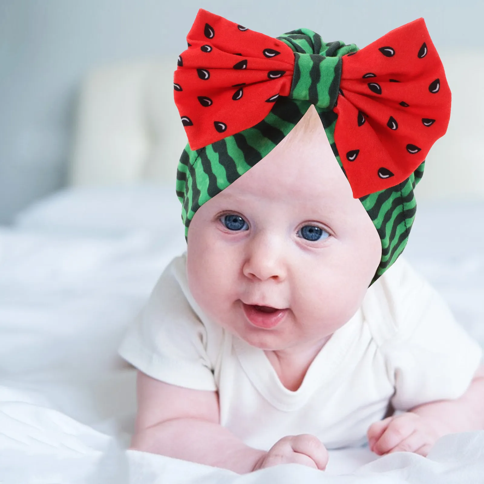 

Newborn Baby Hat Watermelon Pattern Lightweight Soft Turban Cap Infant Breathable Cute Decoration Baby Boy Hat
