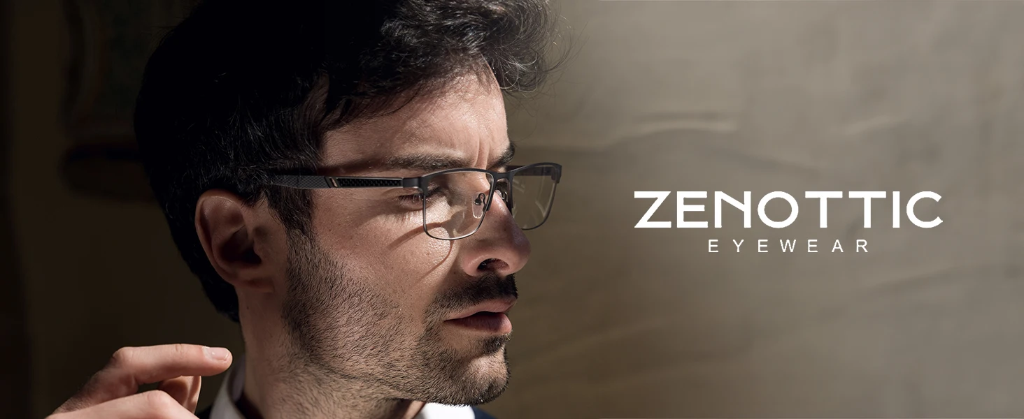 ZENOTTIC Quadratische Brille mit Carbonfaser-Rahmen für Herren, optische Brille ohne Sehstärke mit Blaulichtfilter für den Computergebrauch – Detail 3