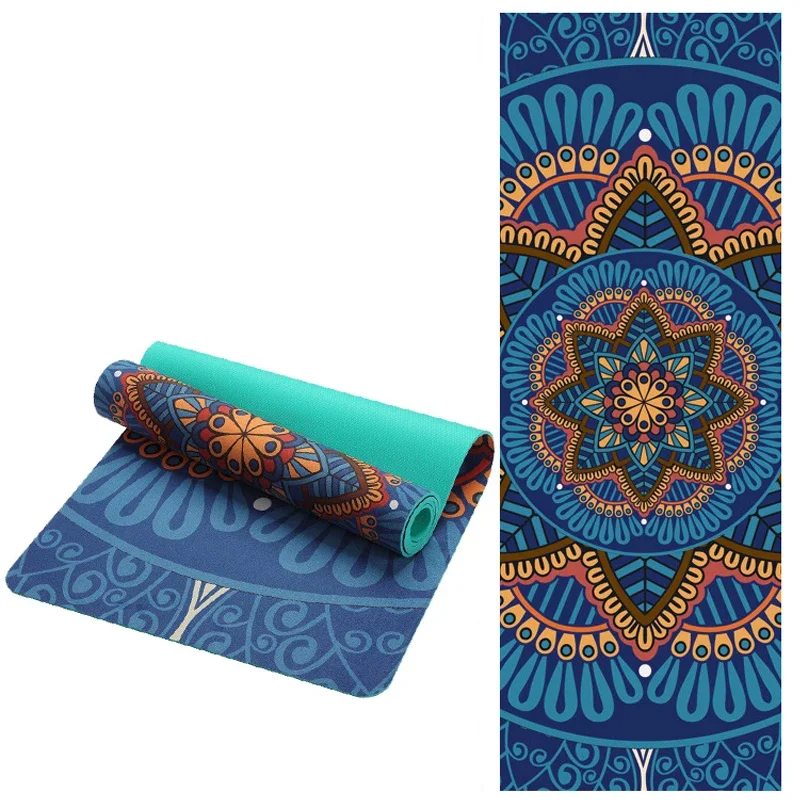 Lotus Pattern Suede Yoga Mat Non-slip Exercise Fitness Pilates Mat