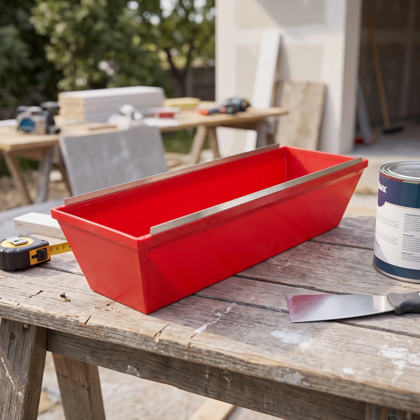 Paint Cornerbox Rigid Mud Pan with Scraper Plastering Mud Tray Strong Strong for Plasterers, Home Renovation