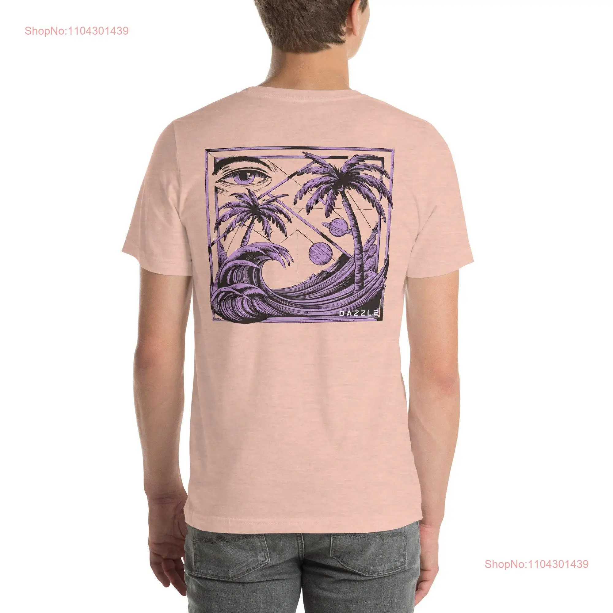 DAZZLE T Shirt Palm trees and waves with a mystical eye Beach style for surfers sea lovers long or short sleeves