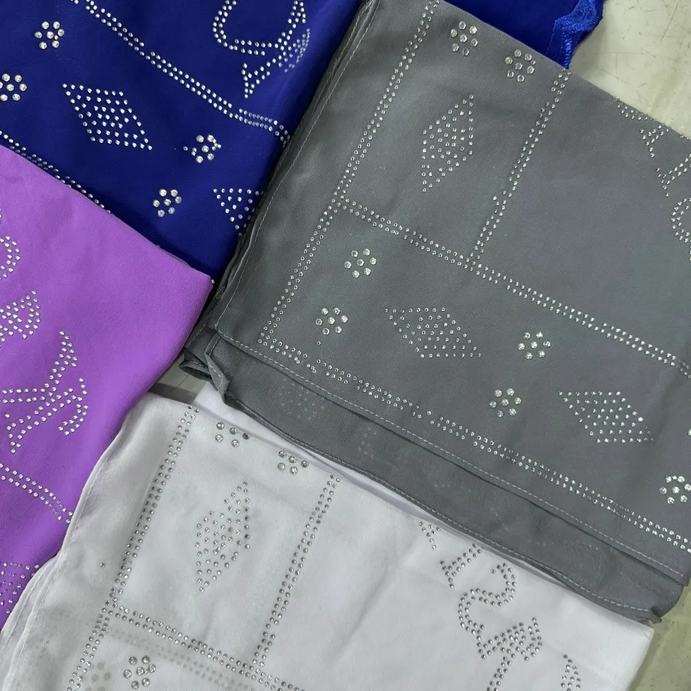 2026 Kleiner 70x180cm Chiffon Neuer Afrikanischer Netz-Hijab-Schal für Muslimische Frauen Afrikanischer Dubai Islam Kopftuch Bestickte Schals – Detail 11