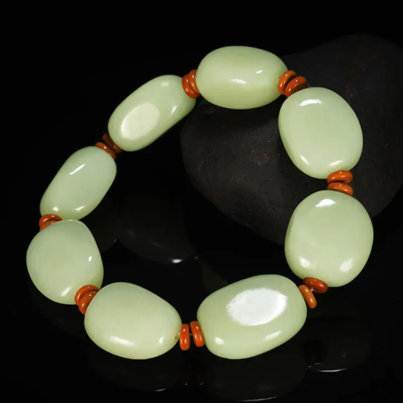 

Natural real chalcedony hetian jade beads jade carved arbitrarily shaped beads bracelets for woman men with jade bracelet Gift