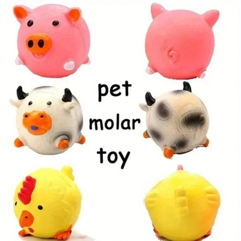 Animals Design Durable Dog Chew Toys Pigs, cows, chickens, Tough Squeaky Dog Grinding Teeth Toys,Pet latex to clean teeth toys