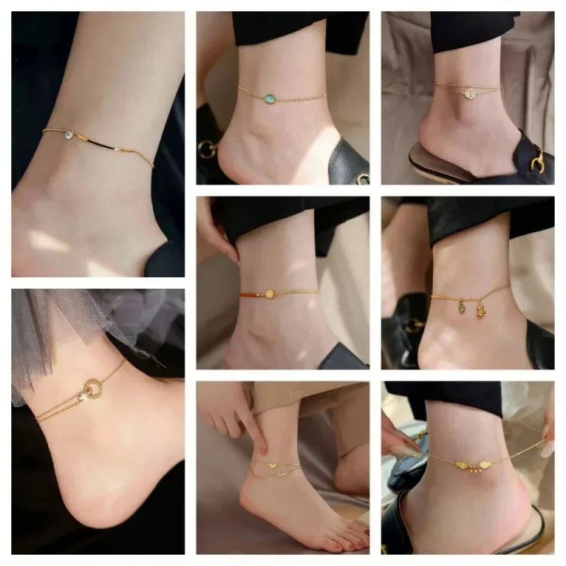 Fashionable And Exquisite New Non-Fading Titanium Steel Anklet For Sweet Temperament Ladies Versatile Summer Jewelry Gift