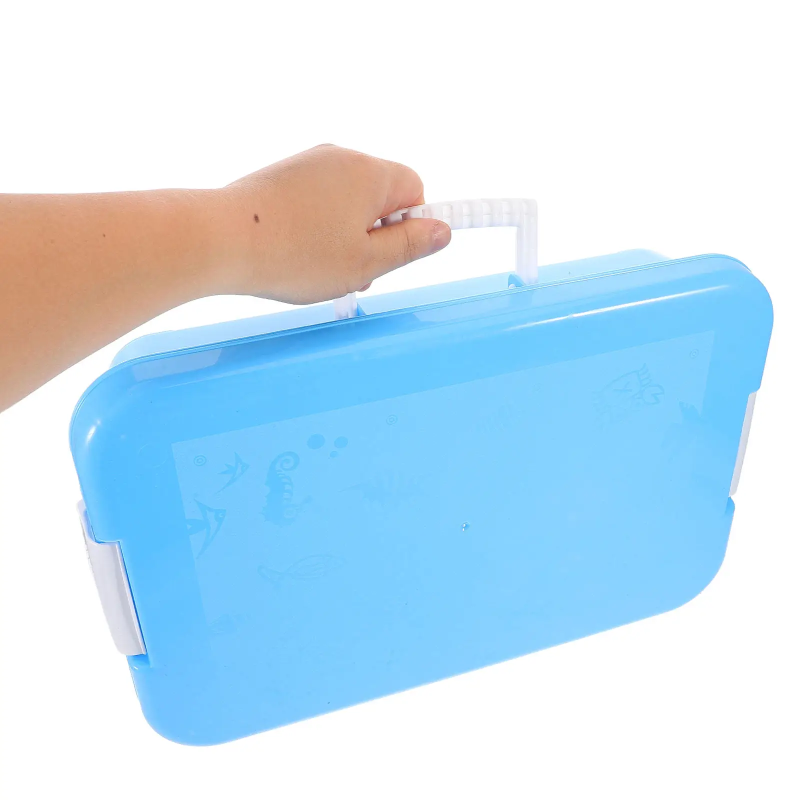 Children Sand Storage Box Portable Tray with Lid Handle Indoor Outdoor Play Case Plastic Trays Turtle Sandbox Toy Table