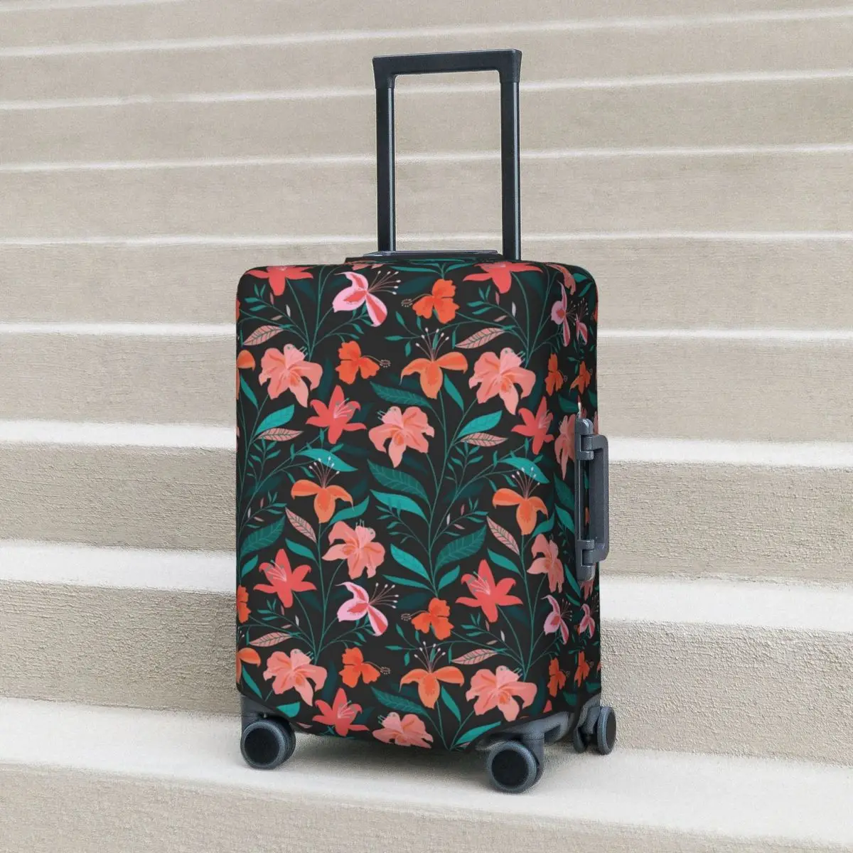 

Tropical Floral Print Suitcase Cover Flame Flowers Business Vacation Elastic Luggage Case Protector