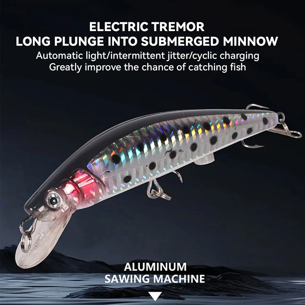 Robotic Swimming Lure 5'' Electric Vibrating Minnow With 2 Trible Hook Electric Bait USB Rechargeable Robotic Lure Bait For Bass