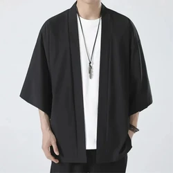 Black Kimono Men Traditional Coat Shirt Summer Beach Cardigan Yukata Unisex Women Cosplay Haori Japanese Samurai Clothing
